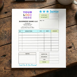 Invoice Sales Receipt Form | Custom Business Logo ノートパッド