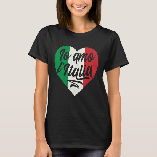 Io L' Italia Heart Italy Country  Italian Flag Tシャツ (正面)