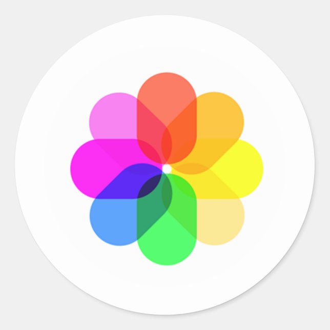 iOSの写真Appアイコン ラウンドシール (正面)
