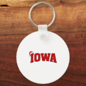 Iowa Christmas Santa Hat Retro Throwback Souvenir キーホルダー (正面)