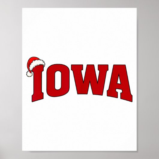 Iowa Christmas Santa Hat Retro Throwback Souvenir  ポスター (正面)