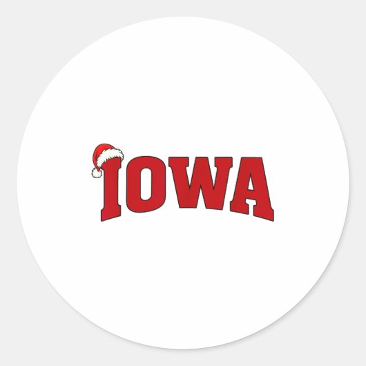 Iowa Christmas Santa Hat Retro Throwback Souvenir  ラウンドシール (正面)
