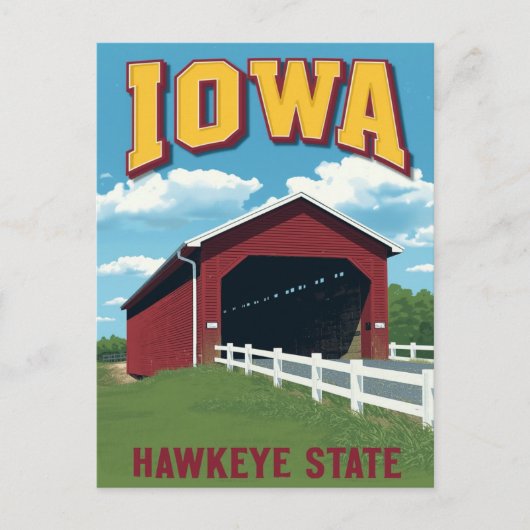 Iowa Hawkeye State Covered Bridge Vintage ポストカード (正面)