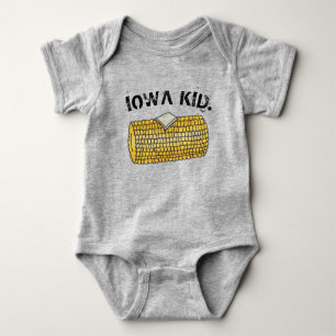 IOWA KID黄色のバター付きコーンのコブ ベビーボディスーツ