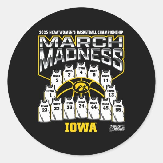 Iowa March Madness 2025 Women's Sketll Nil ラウンドシール (正面)