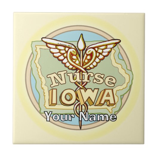 Iowa Nurse Caduceus Tile タイル (正面)