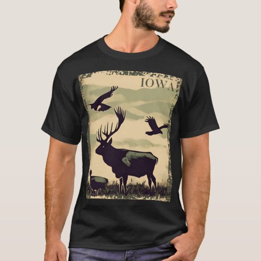 Iowa Rustic Style Vintage Poster Tシャツ (正面)
