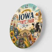 Iowa State Fair Festival Vintage Fairground Farm ラージ壁時計 (傾斜)