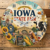 Iowa State Fair Festival Vintage Fairground Farm ラージ壁時計