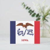Iowa State Flag Hawkeye State Eagle & Motto  ポストカード (スタンド正面)