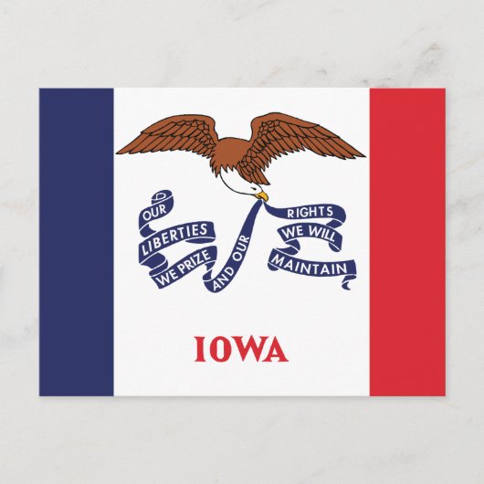 Iowa State Flag Hawkeye State Eagle & Motto  ポストカード (正面)