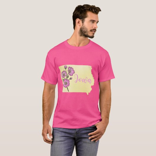 Iowa State Flower Wild Roses Oversized Tシャツ (正面フル)