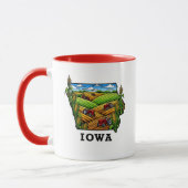 Iowa State Tattoo Style Cornfields Farmland マグカップ (左)