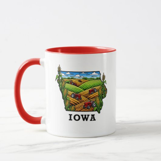 Iowa State Tattoo Style Cornfields Farmland マグカップ (左)