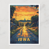 Iowa USA Art Vintage Illustration Travel ポストカード (正面)
