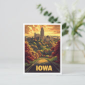Iowa USA Vintage Illustration Travel ポストカード (スタンド正面)