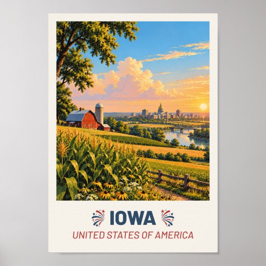 Iowa USA – Vintage Travel Poster ポスター (正面)