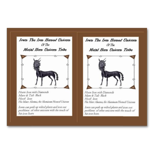 Iown鉄角状のユニコーンのトレーディングカード テーブルナンバー (正面)