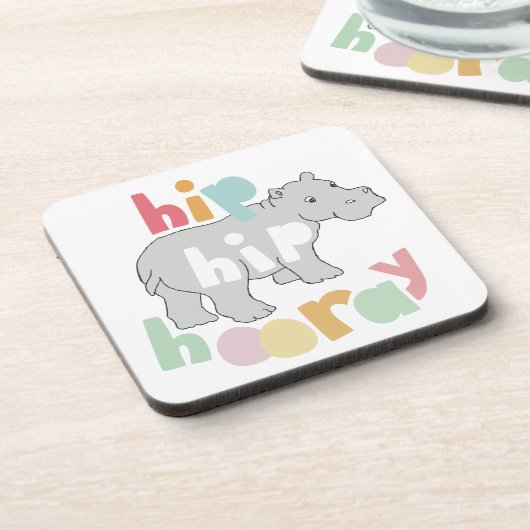 ipお尻ホレイグレーヒッポスケッチかわいいアニマルアート コースター (左側)