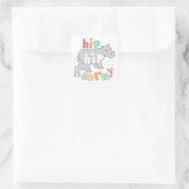 ipお尻ホレイグレーヒッポスケッチかわいいアニマルアート スクエアシール (バッグ)