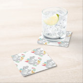 ipお尻ホレイグレーヒッポスケッチかわいいアニマルアート スクエアペーパーコースター (インサイチュ)