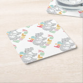 ipお尻ホレイグレーヒッポスケッチかわいいアニマルアート スクエアペーパーコースター (アングル)