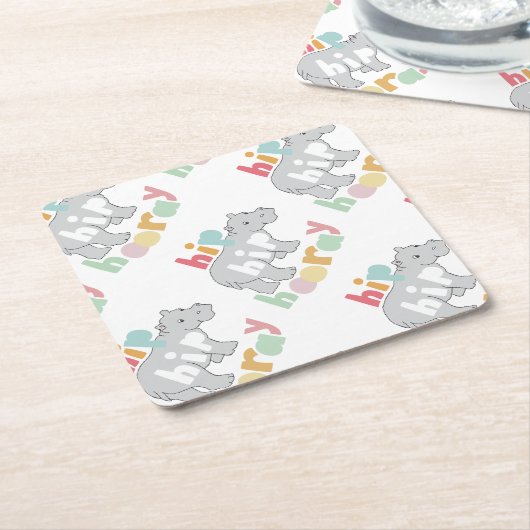 ipお尻ホレイグレーヒッポスケッチかわいいアニマルアート スクエアペーパーコースター (アングル)