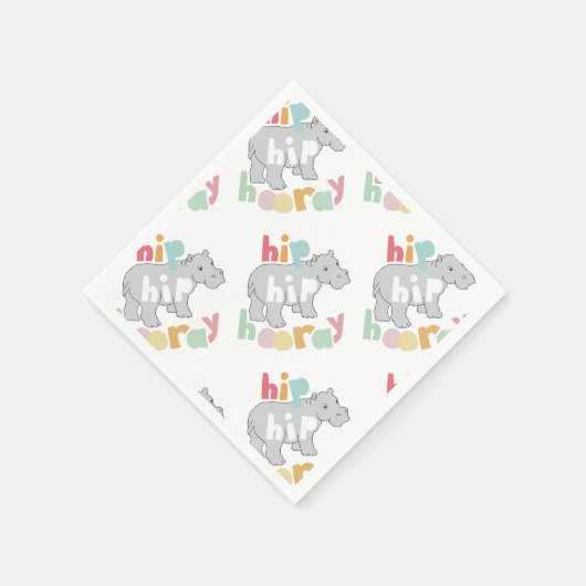 ipお尻ホレイグレーヒッポスケッチかわいいアニマルアート スタンダードカクテルナプキン (角)