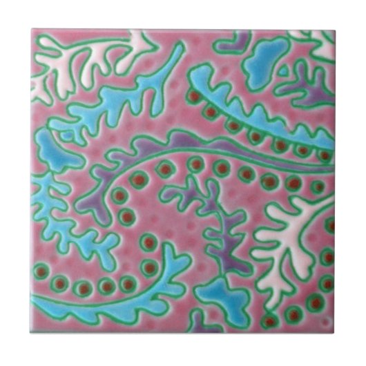 IP045インドのペイズリーの再生のアンティークのタイル タイル (正面)