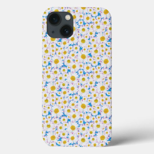 iPadのケース – マテ型ケース:ジッツィ白デイジー:青 Case-Mate iPhoneケース (裏面)