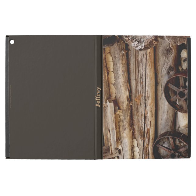 iPadのプロ場合、錆ついた荷馬車の車輪、ブラウンの背部 iPad Pro 12.9" ケース (外部)