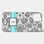 iPadカスタムモノグラムグレーアクアフローラダム Case-Mate iPhoneケース (裏面 (横))