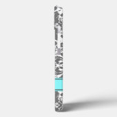 iPadカスタムモノグラムグレーアクアフローラダム Case-Mate iPhoneケース (裏面 / 左)