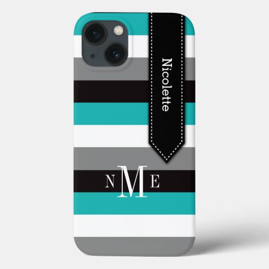 iPad Mini ケース |ストライプ |ターコイズ、黒、グレー Case-Mate iPhoneケース (裏面)