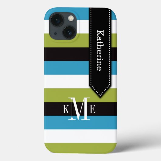 iPad Mini ケース |ストライプ |ブルーグリーン白黒 Case-Mate iPhoneケース (裏面)