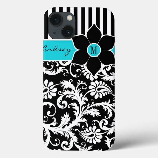 iPad Mini ケース |ダマスク |ストライプ |ターコイズ青 Case-Mate iPhoneケース (裏面)