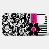 iPad Mini ケース |ダマスク |ストライプ |明るい赤紫色ピンク Case-Mate iPhoneケース (裏面 (横))