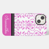 iPad Pink Damask Custom Name iPhoneケース (裏面横)