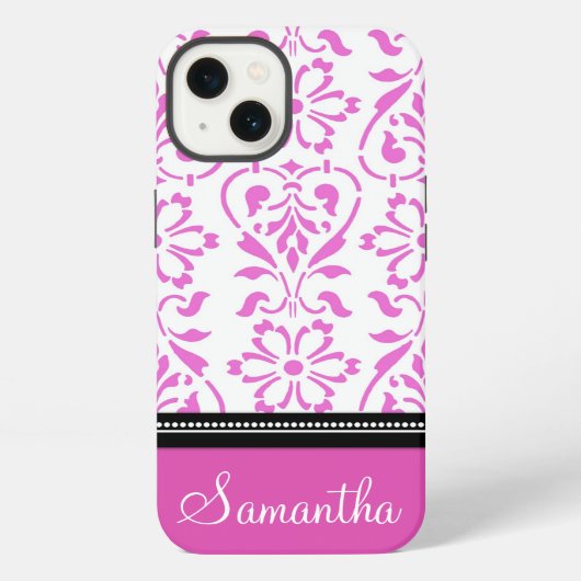 iPad Pink Damask Custom Name iPhoneケース (裏面)