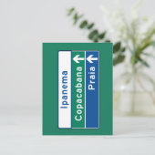 Ipanema/Copacabana/ビーチ，ブラジル交通標識 ポストカード (スタンド正面)