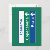 Ipanema/Copacabana/ビーチ，ブラジル交通標識 ポストカード (正面/裏面)
