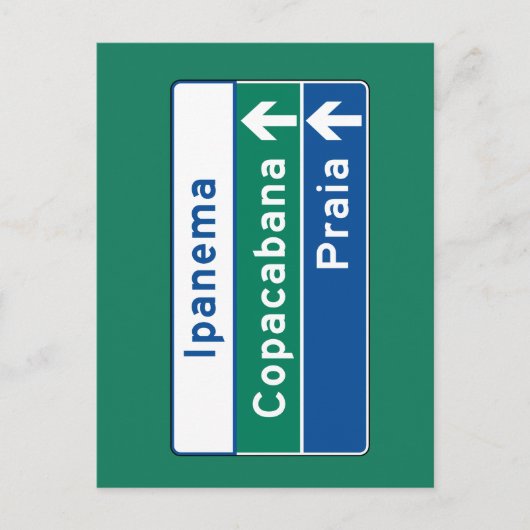 Ipanema/Copacabana/ビーチ，ブラジル交通標識 ポストカード (正面)