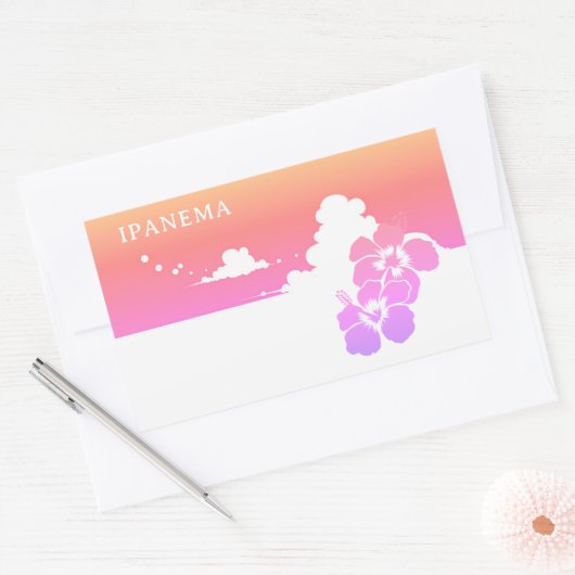 IPANEMA Hibiscus Blue Sky Rectangle 長方形シール (封筒)