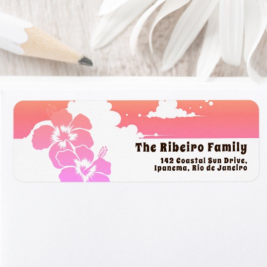 Ipanema Hibiscus & Summer Clouds Customizable ラベル
