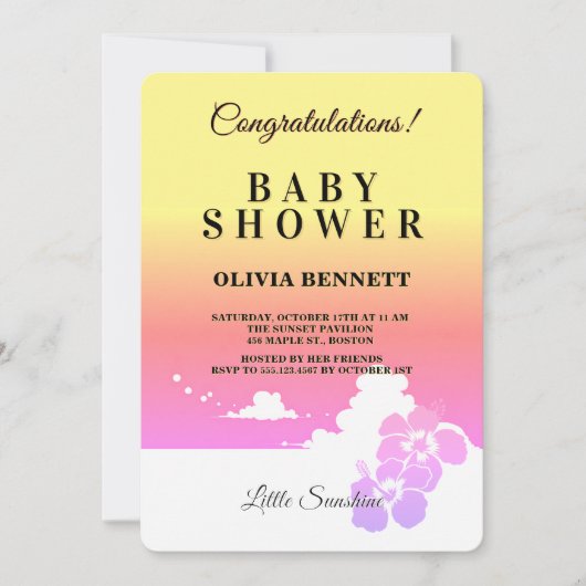 Ipanema Sunset Sunshine Baby Shower Invitation 招待状 (正面)