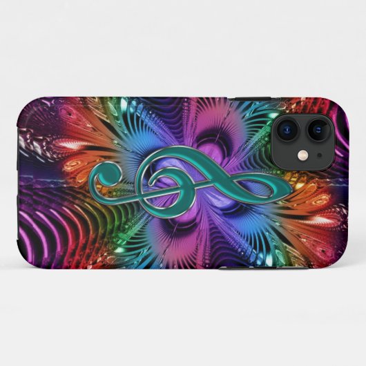 iPhoneのための燃えるようなフラクタル音楽ト音記号の場合 Case-Mate iPhoneケース (裏面(横))