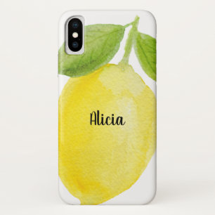 Iphoneの場合レモン水彩画のデザイン iPhone X ケース