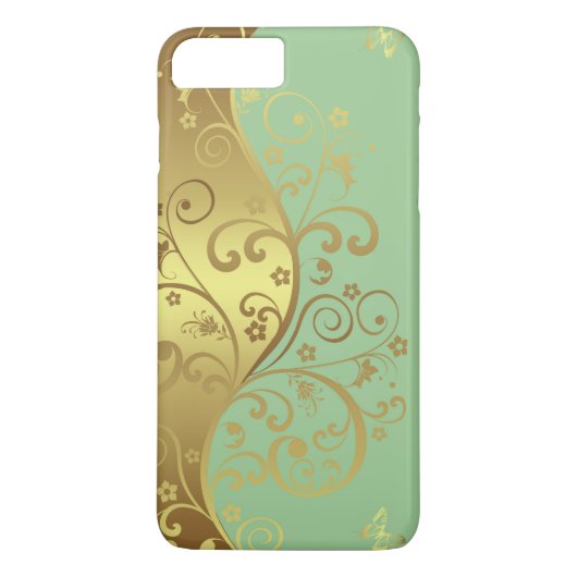 iPhoneの場合--Seafoam及び金ゴールドの渦巻 Case-Mate iPhoneケース (裏面)