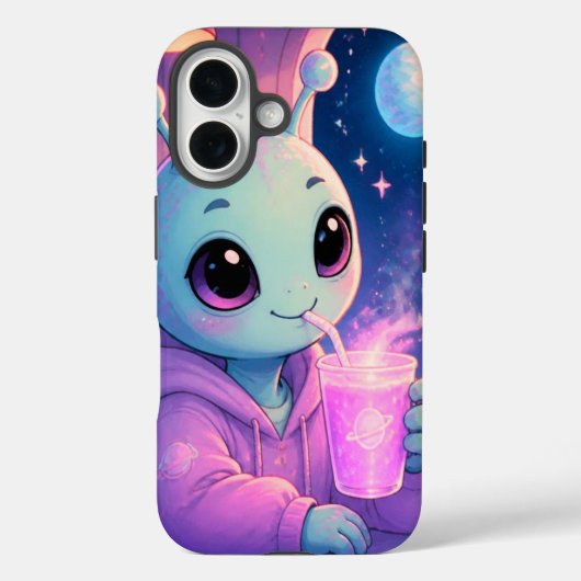 iPhoneを守るためにやってきたグリーンエイリアンガール Case-Mate iPhoneケース (裏面)