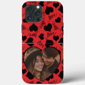 iPhoneカスタムケース | ハート型LOVEデザイン赤 Case-Mate iPhoneケース (裏面)